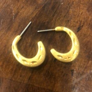 Brushed Satin Gold Small Hoops-Boutique